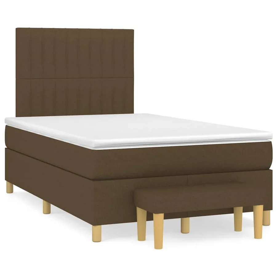 Sommier à lattes de lit et matelas marron foncé 120x190cm tissu - 2
