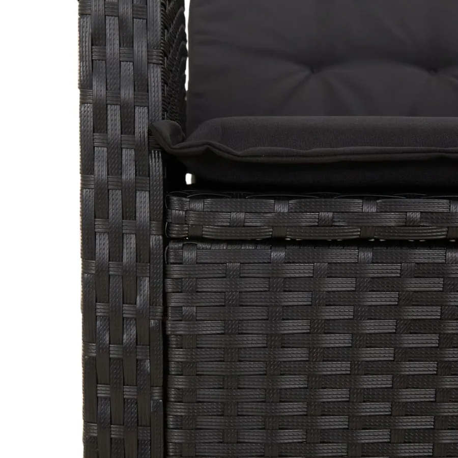 Ensemble à manger de jardin coussins 5pcs Noir Résine tressée - 5
