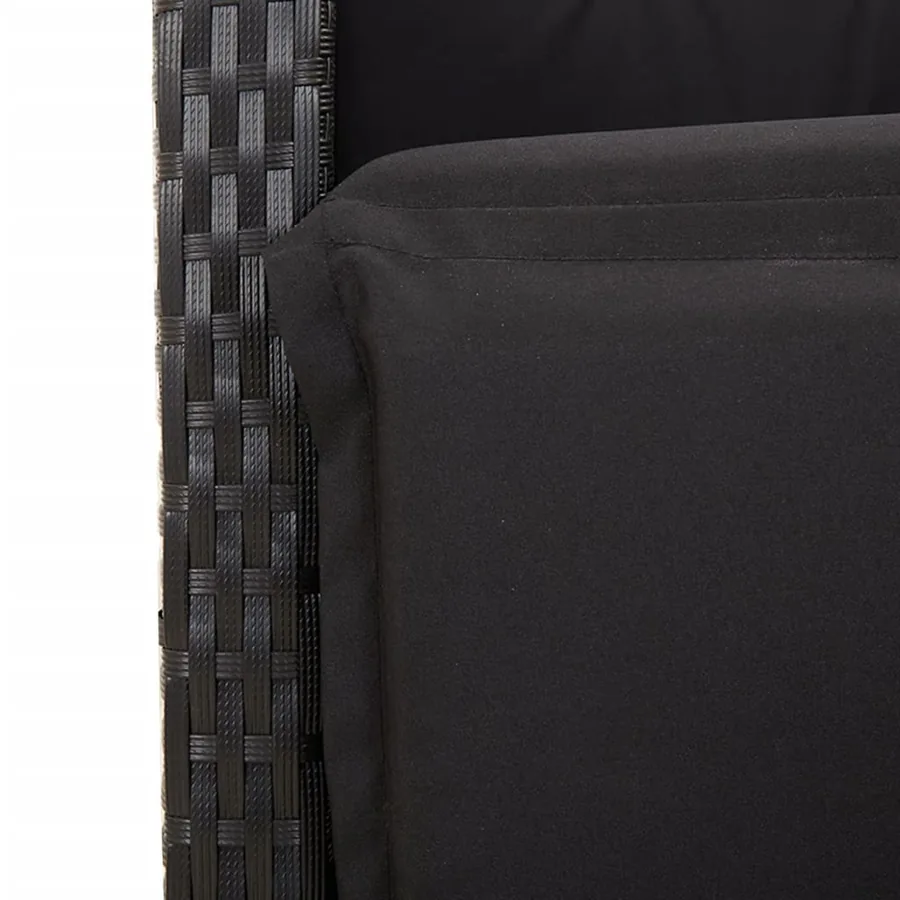 Ensemble à manger de jardin coussins 5pcs Noir Résine tressée - 8