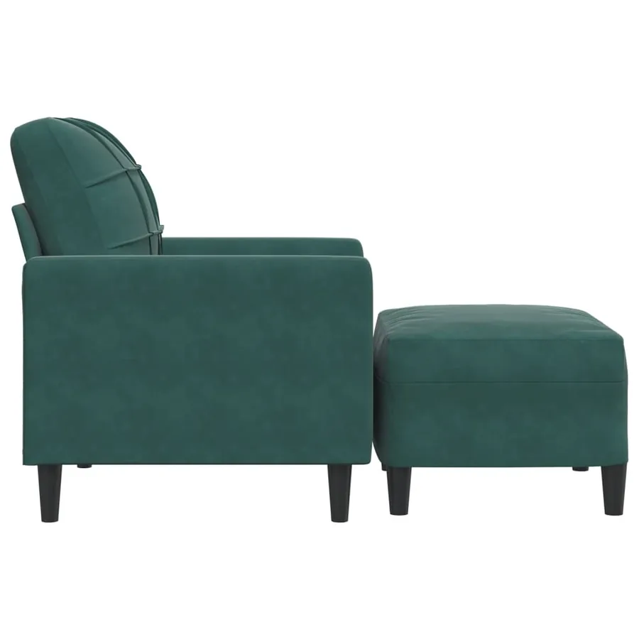 Fauteuil avec repose-pied Vert foncé 60 cm Velours - 4