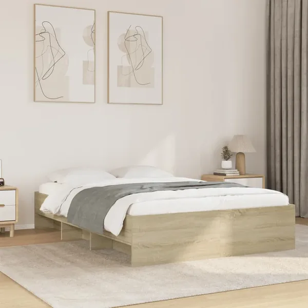 Cadre de lit sans matelas chêne sonoma 135x190 cm