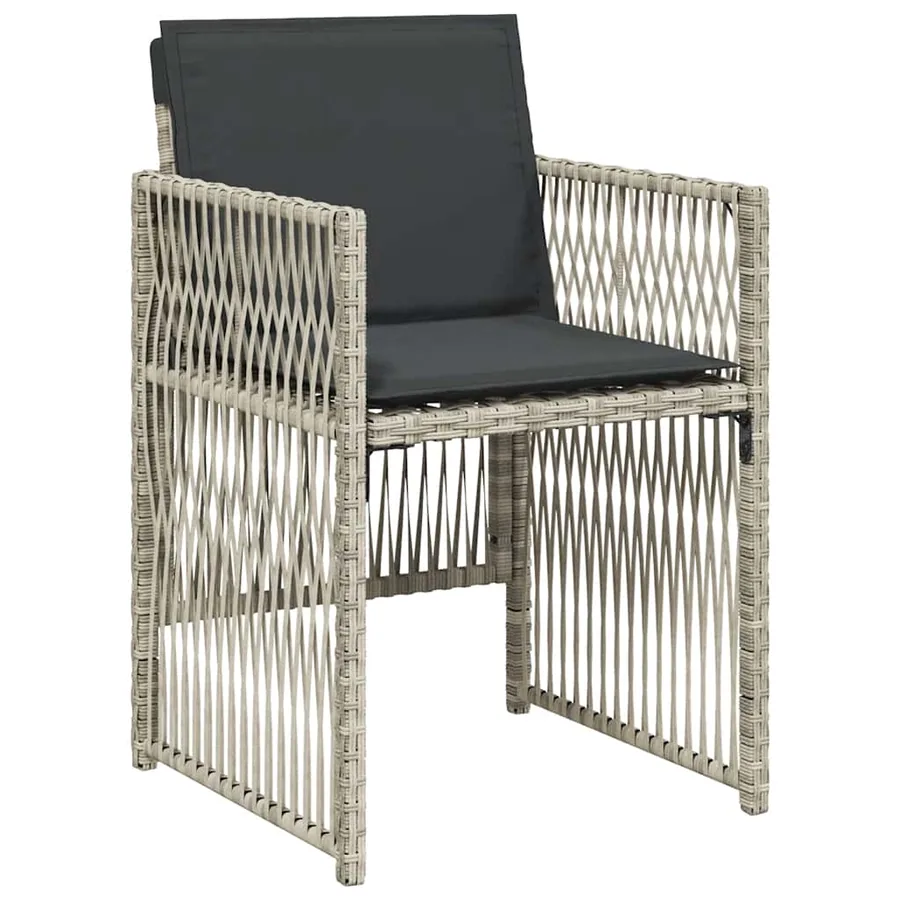 Ensemble à manger de jardin et coussins 9 pcs gris clair rotin - 4