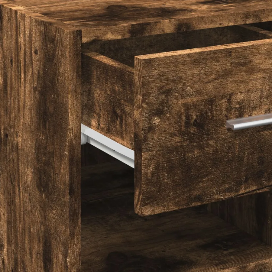Buffet chêne fumé 50x42,5x93 cm bois d'ingénierie - 8