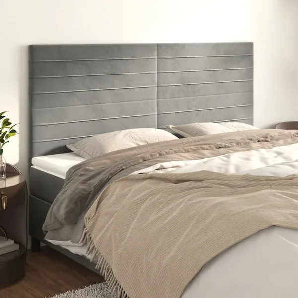 Tête de lit Gris clair 180x5x118/128 cm Velours