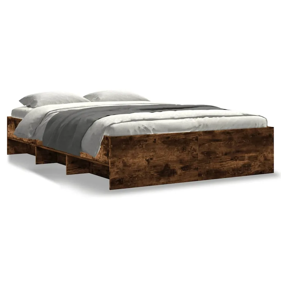 Cadre de lit sans matelas chêne fumé 135x190 cm bois ingénierie - 2