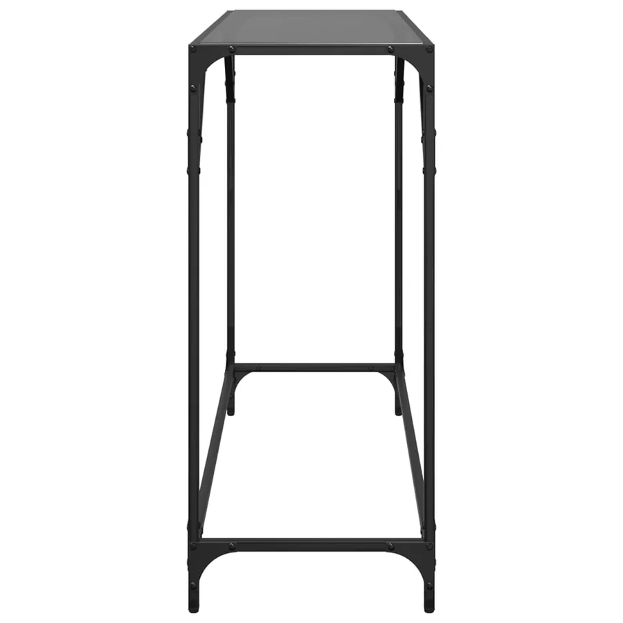 Table console avec dessus en verre noir 98x35x81 cm acier - 5