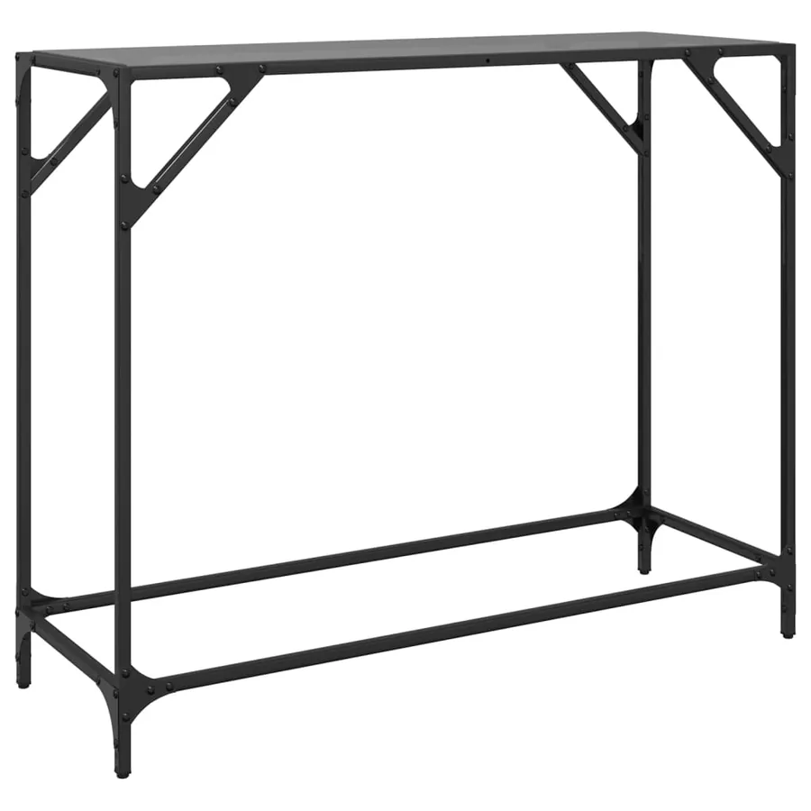 Table console avec dessus en verre noir 98x35x81 cm acier - 6