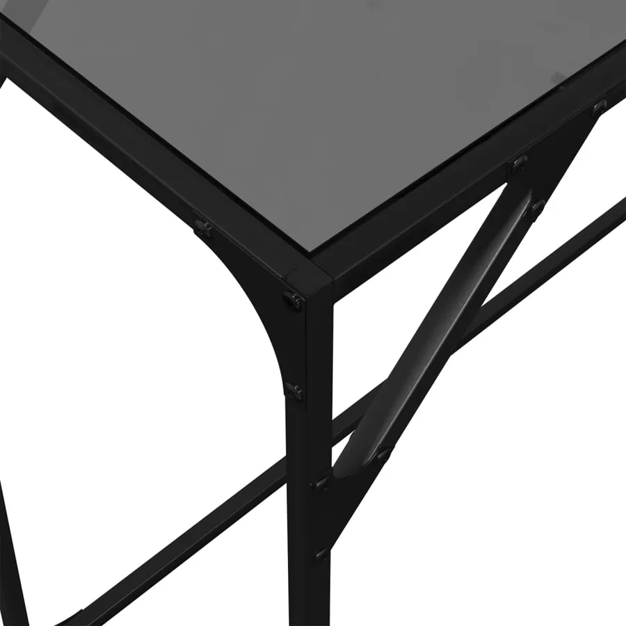 Table console avec dessus en verre noir 98x35x81 cm acier - 8