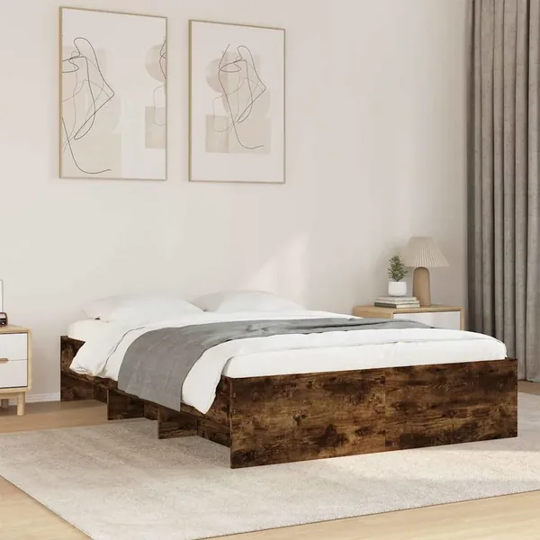 Cadre de lit sans matelas chêne fumé 120x190 cm bois ingénierie