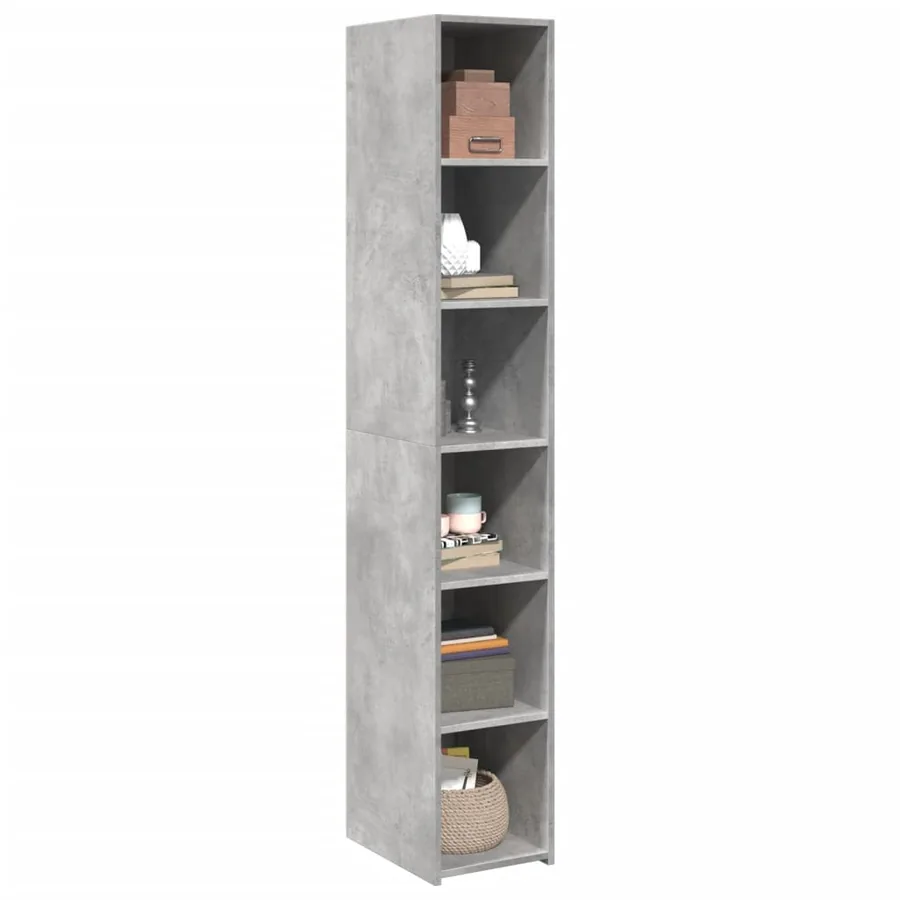 Buffet haut gris béton 30x41x185 cm bois d'ingénierie - 3