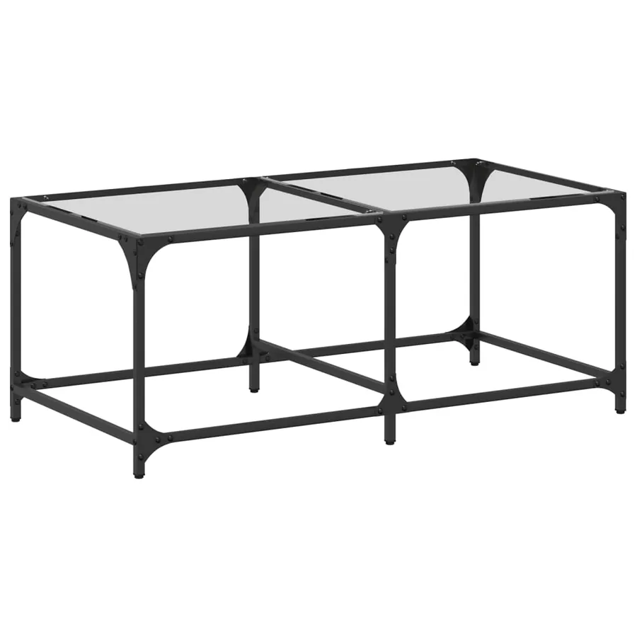 Table basse avec dessus en verre transparent 98,5x50x40cm acier - 2