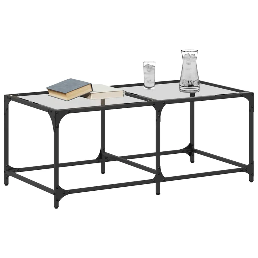 Table basse avec dessus en verre transparent 98,5x50x40cm acier - 3