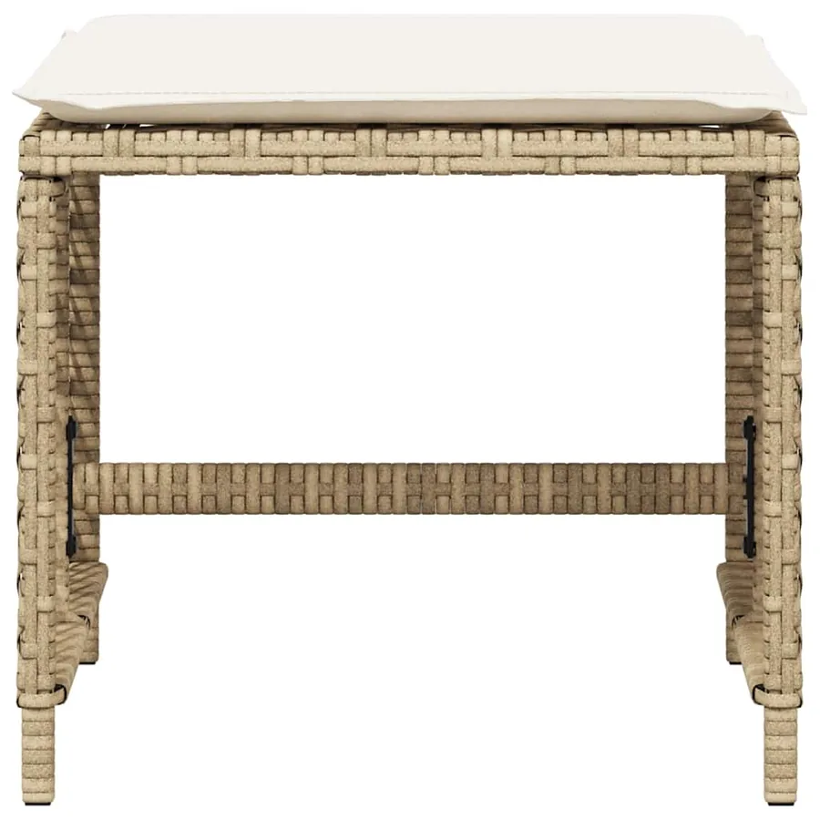 Tabourets de jardin et coussins lot de 4 beige 41x41x36cm rotin - 5