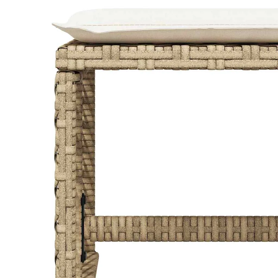 Tabourets de jardin et coussins lot de 4 beige 41x41x36cm rotin - 8