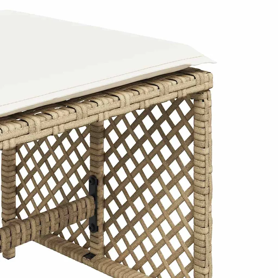 Tabourets de jardin et coussins lot de 4 beige 41x41x36cm rotin - 9