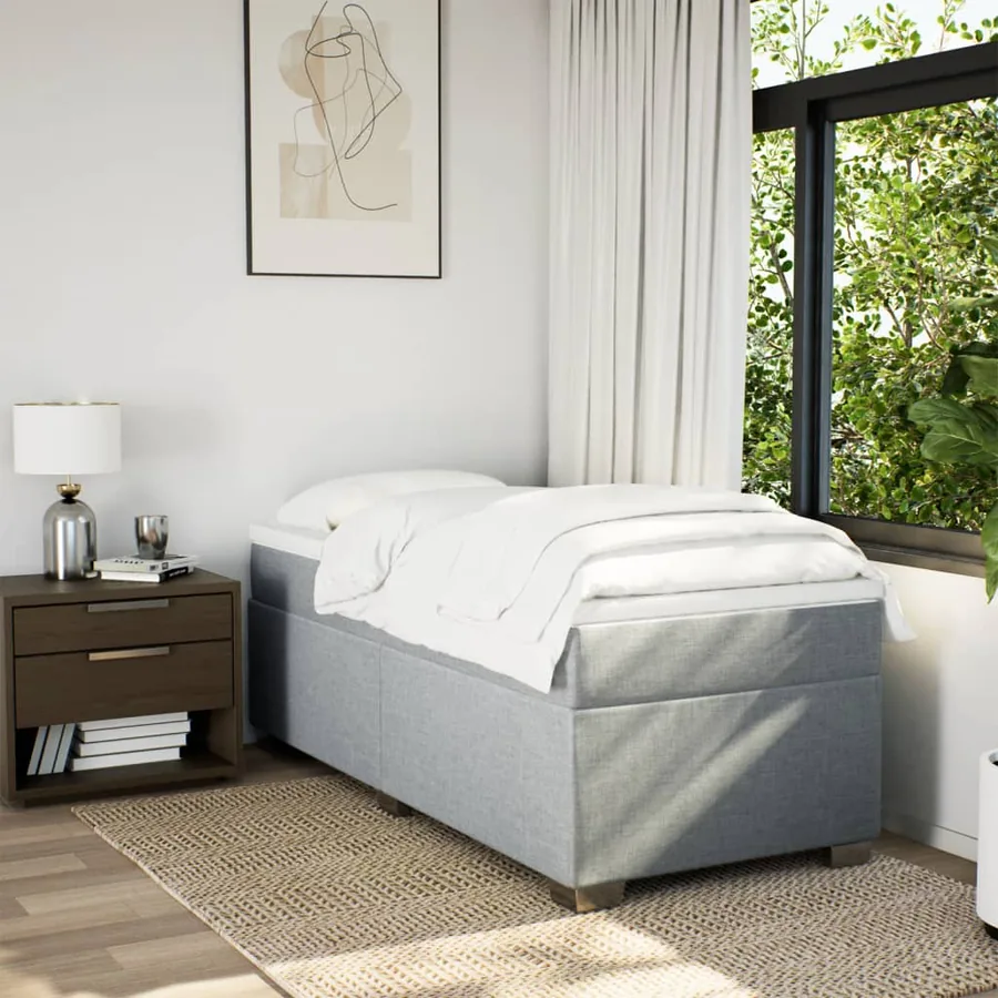 Sommier à lattes de lit avec matelas Gris clair 90x200 cm Tissu - 3