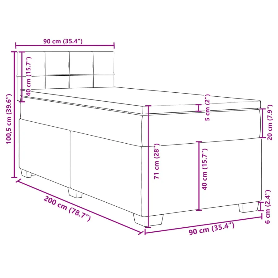 Sommier à lattes de lit avec matelas Marron foncé 90x200 cm - 18