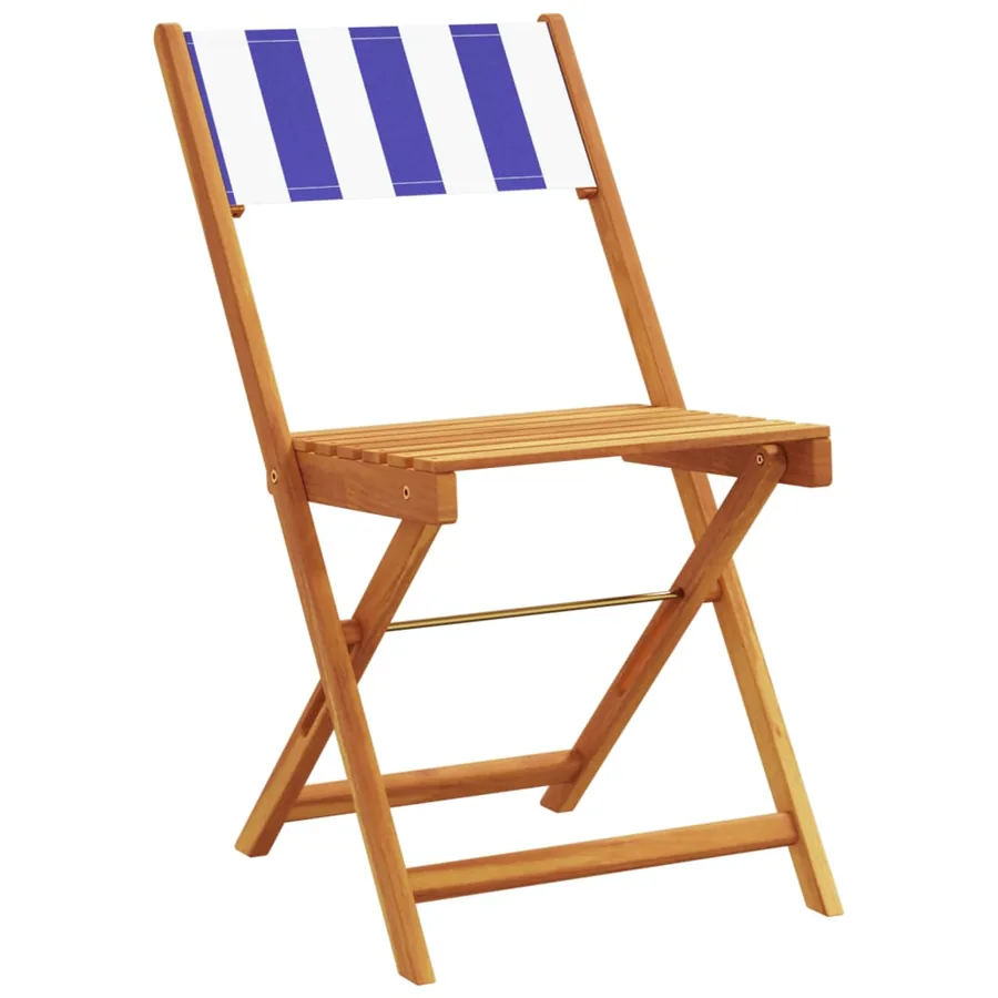 Chaises de jardin pliantes lot de 4 tissu et bois massif - 3