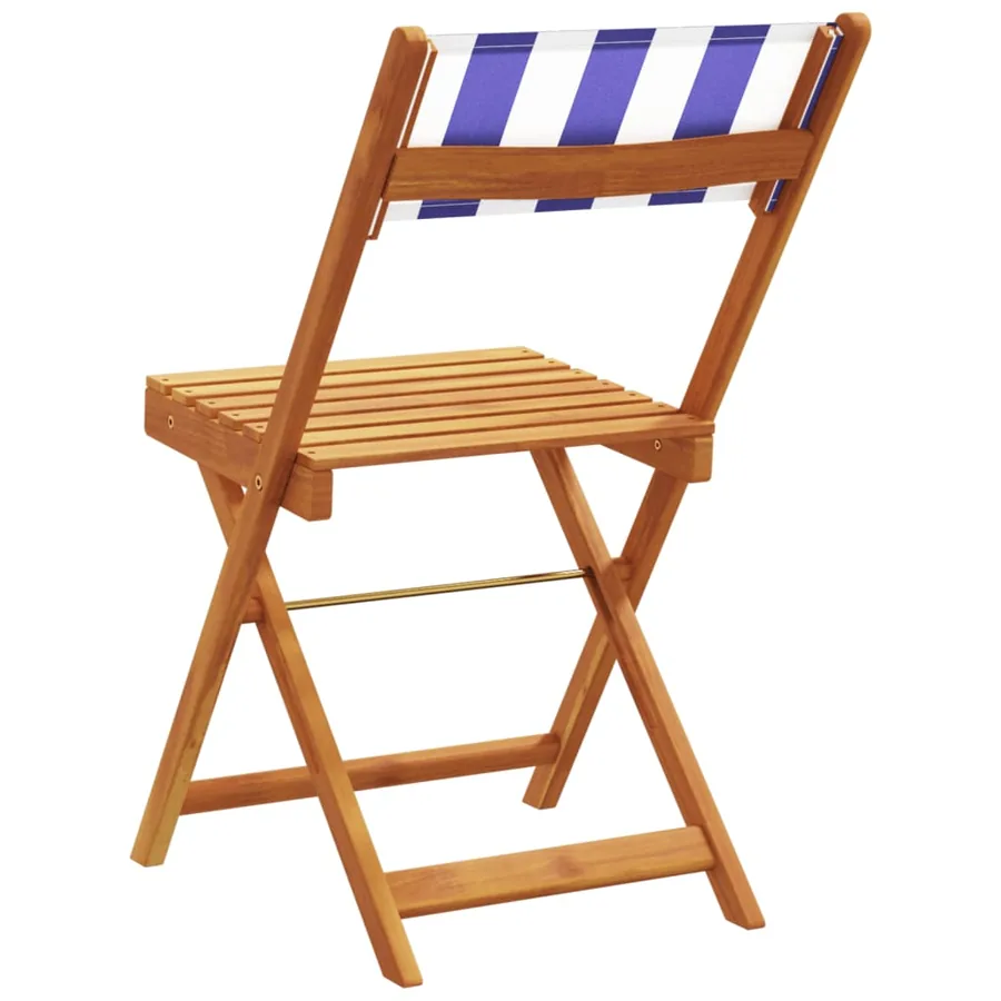 Chaises de jardin pliantes lot de 4 tissu et bois massif - 6