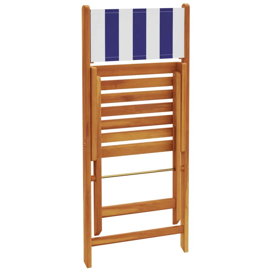 Chaises de jardin pliantes lot de 4 tissu et bois massif - 7