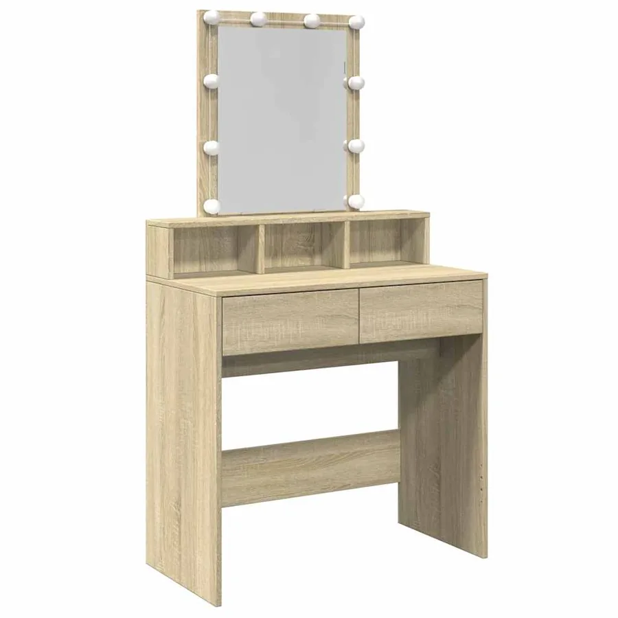Coiffeuse avec LED chêne sonoma 80x41x144,5 cm - 2