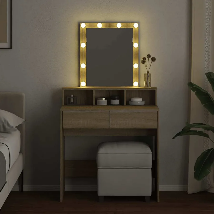 Coiffeuse avec LED chêne sonoma 80x41x144,5 cm - 3