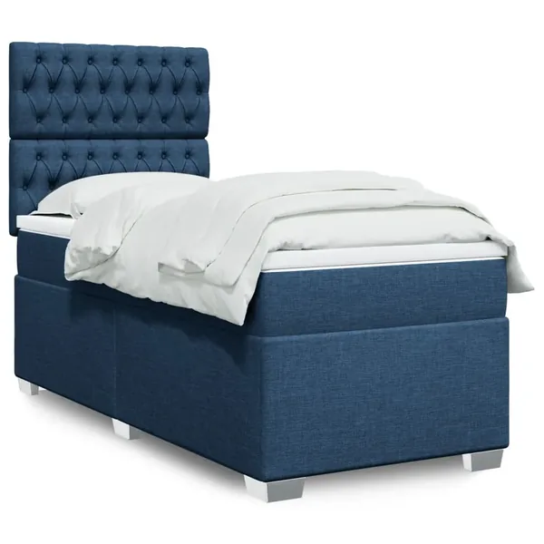 Sommier à lattes de lit avec matelas Bleu 80x200 cm Tissu