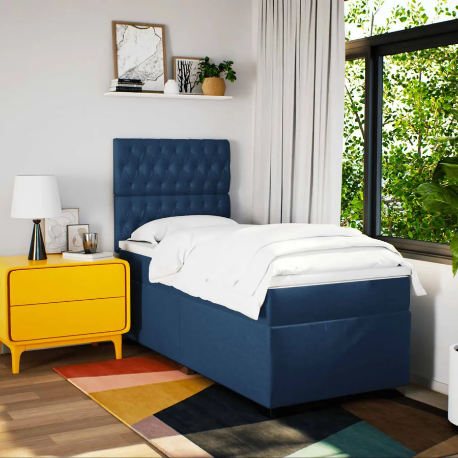 Sommier à lattes de lit avec matelas Bleu 80x200 cm Tissu - 3
