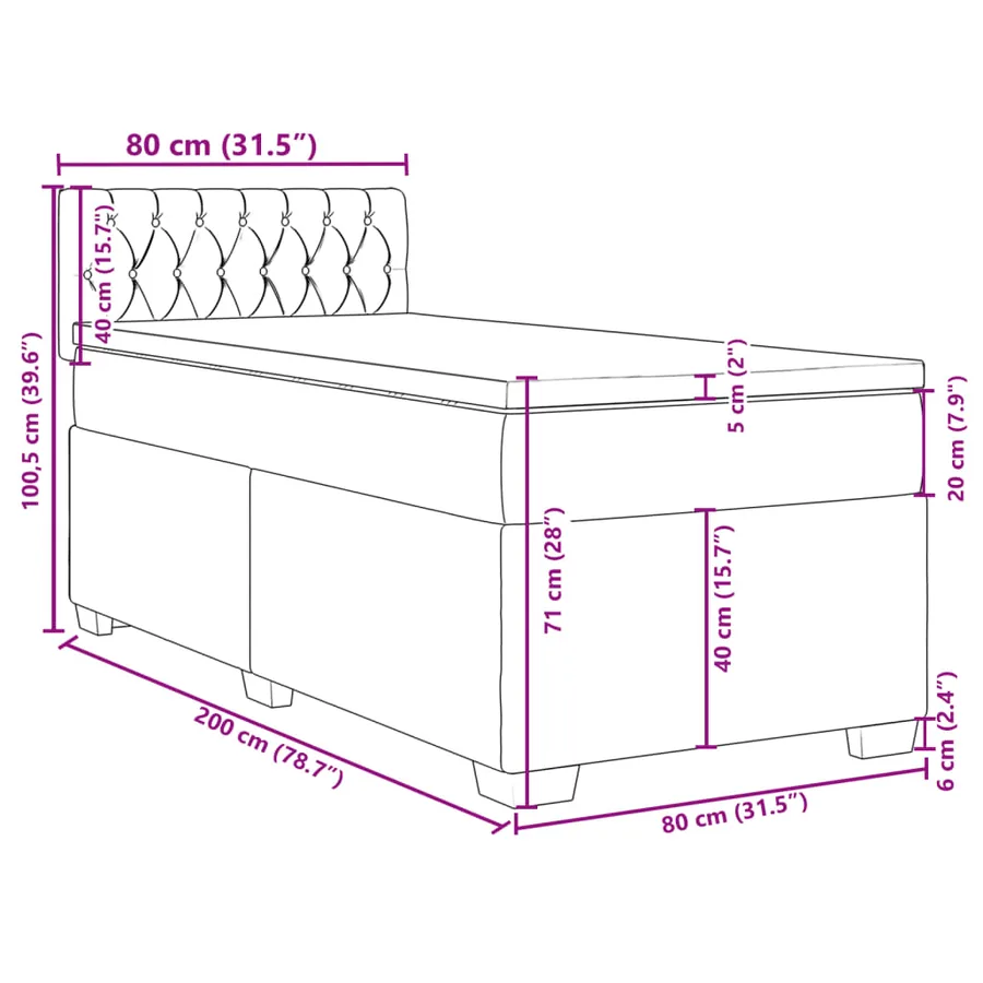 Sommier à lattes de lit avec matelas gris clair 80x200 cm tissu - 18