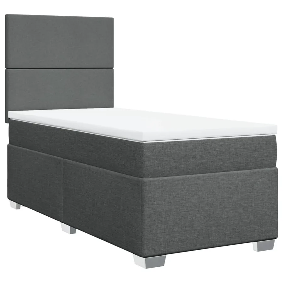 Sommier à lattes de lit et matelas Gris foncé 90x190 cm Tissu - 3