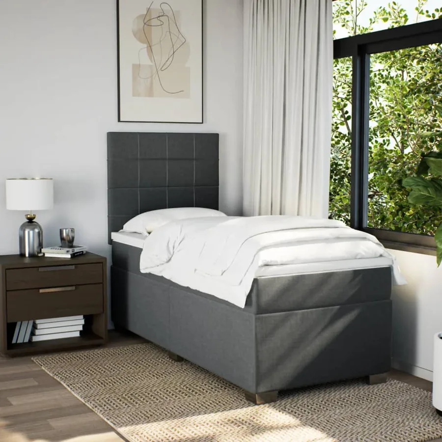 Sommier à lattes de lit avec matelas Gris foncé 80x200 cm Tissu - 3