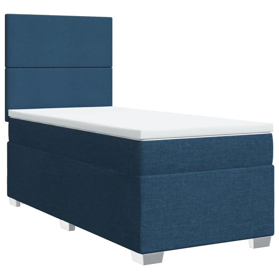 Sommier à lattes de lit avec matelas Bleu 90x190 cm Tissu - 3