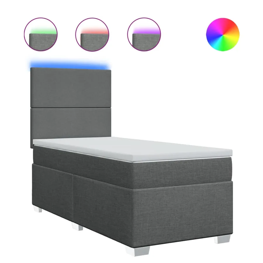 Sommier à lattes de lit avec matelas Gris foncé 80x200 cm Tissu - 2