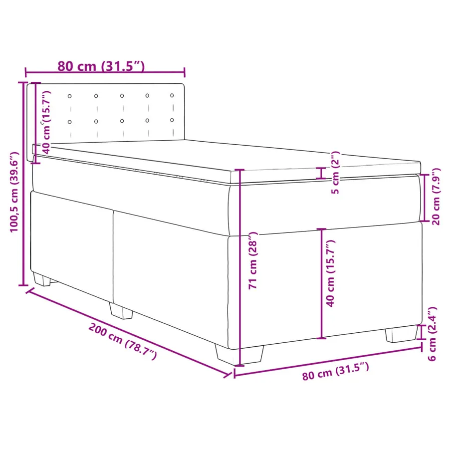 Sommier à lattes de lit avec matelas Crème 80x200 cm Tissu - 13