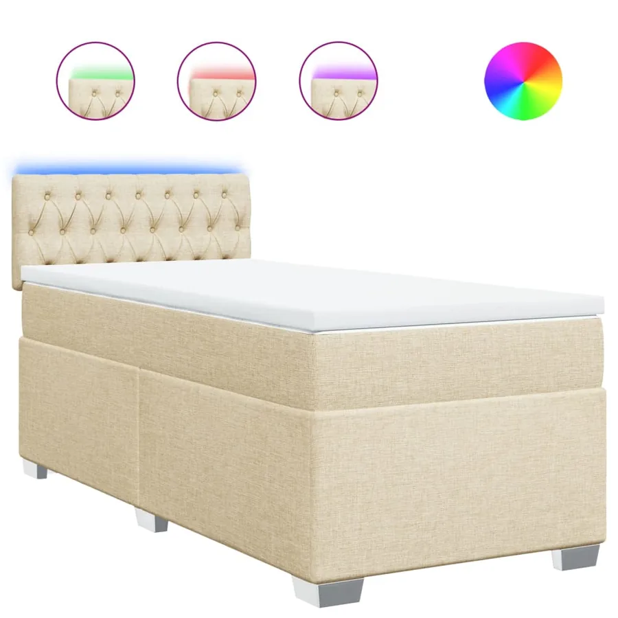 Sommier à lattes de lit et matelas Crème 90x190 cm Tissu - 2