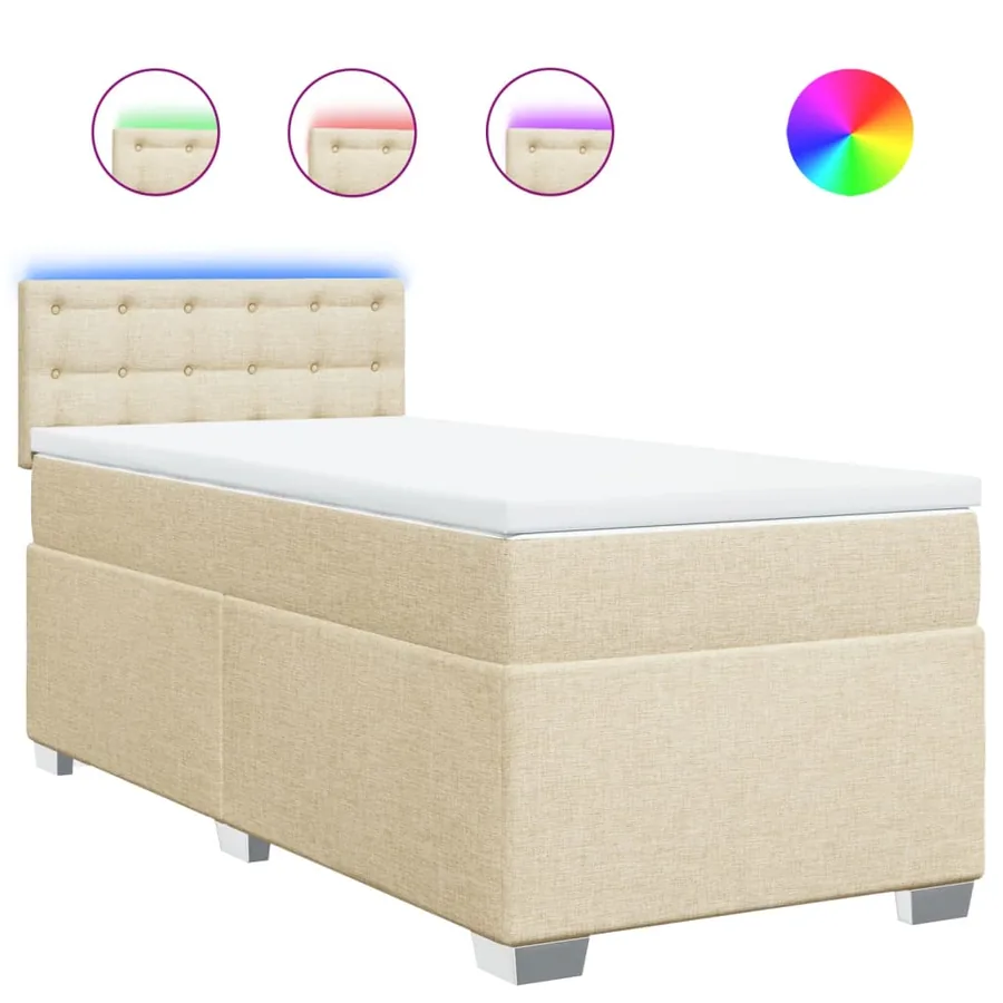 Sommier à lattes de lit et matelas Crème 90x190 cm Tissu - 2