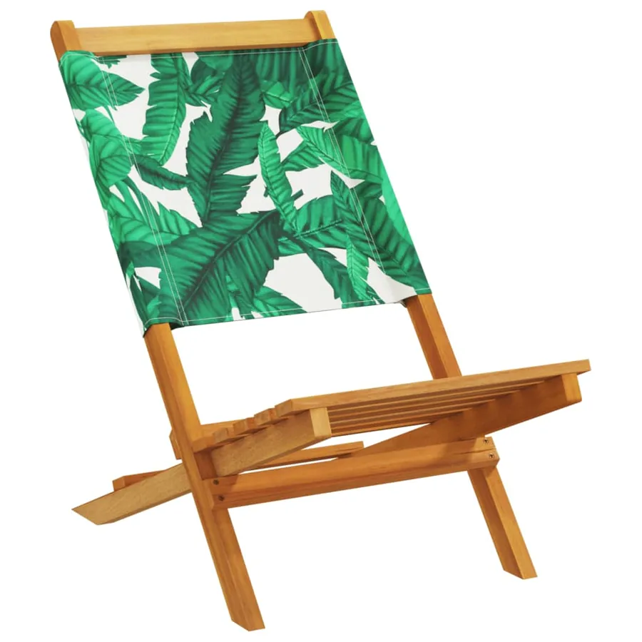 Chaises de jardin pliantes lot de 6 vert tissu et bois massif - 3