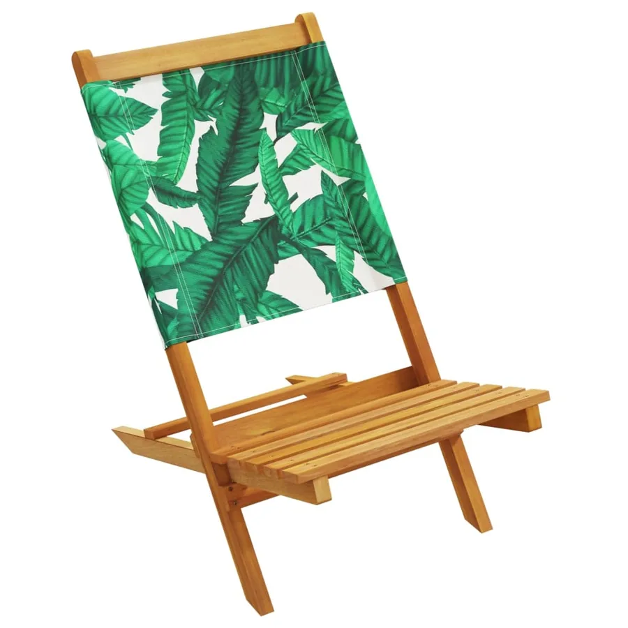 Chaises de jardin pliantes lot de 6 vert tissu et bois massif - 4