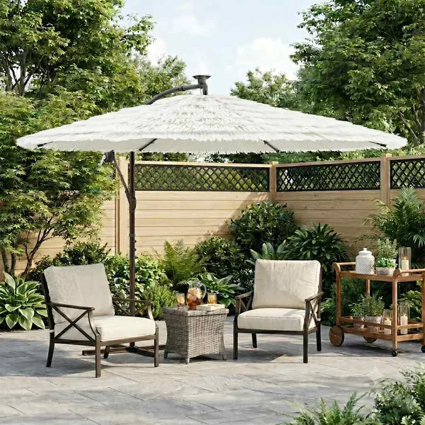 Parasol de jardin avec mât en acier blanc 290x290x238 cm