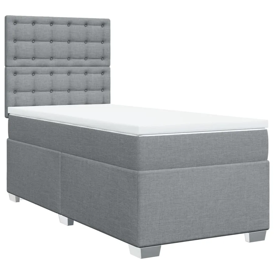 Sommier à lattes de lit avec matelas Gris clair 100x200cm Tissu - 3