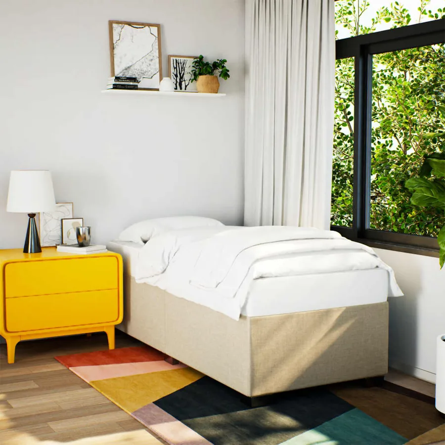 Sommier à lattes de lit avec matelas Crème 100x200 cm Tissu - 3