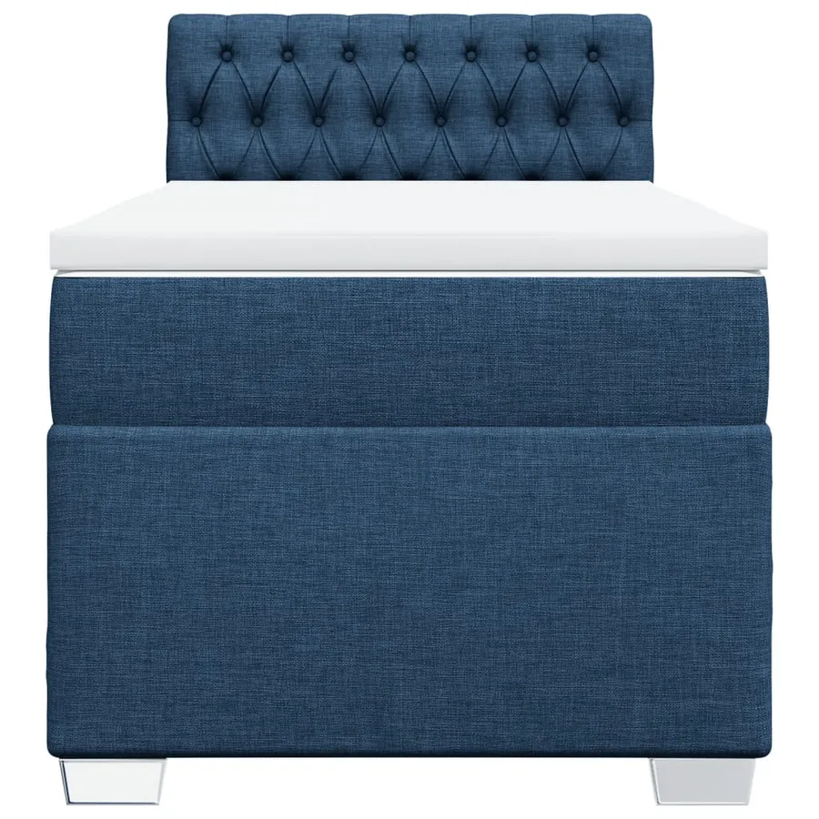Sommier à lattes de lit avec matelas Bleu 100x200 cm Tissu - 6