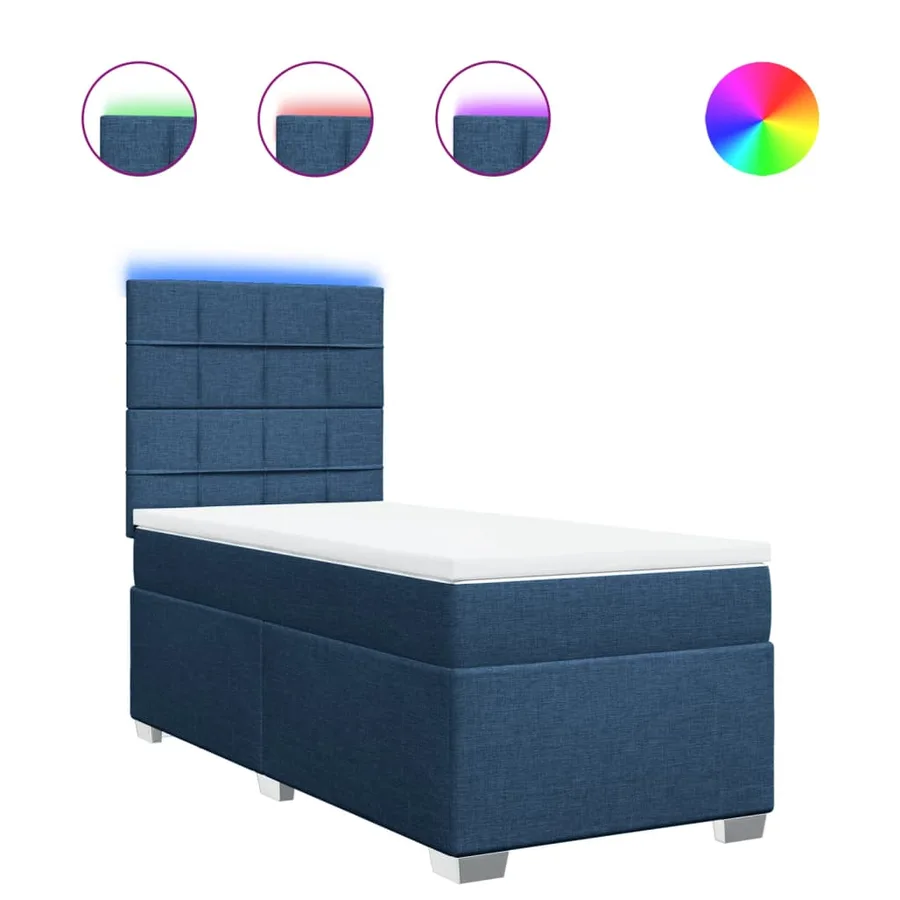 Sommier à lattes de lit avec matelas Bleu 90x200 cm Tissu - 2