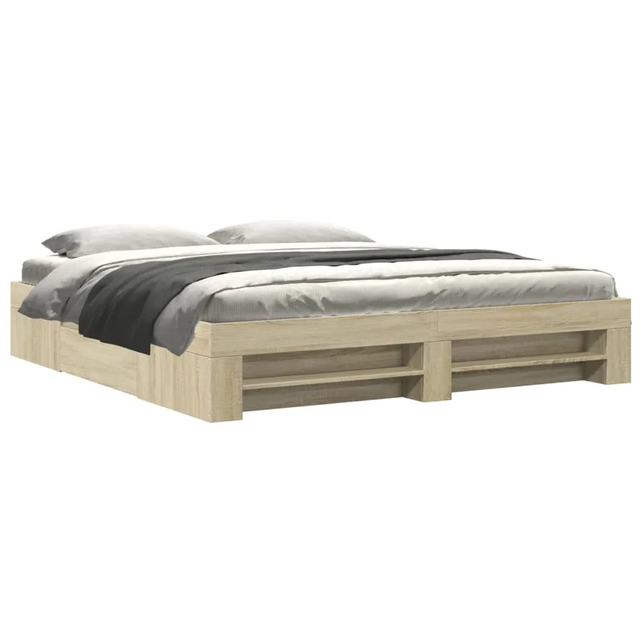 Cadre de lit sans matelas chêne sonoma 200x200 cm - 2