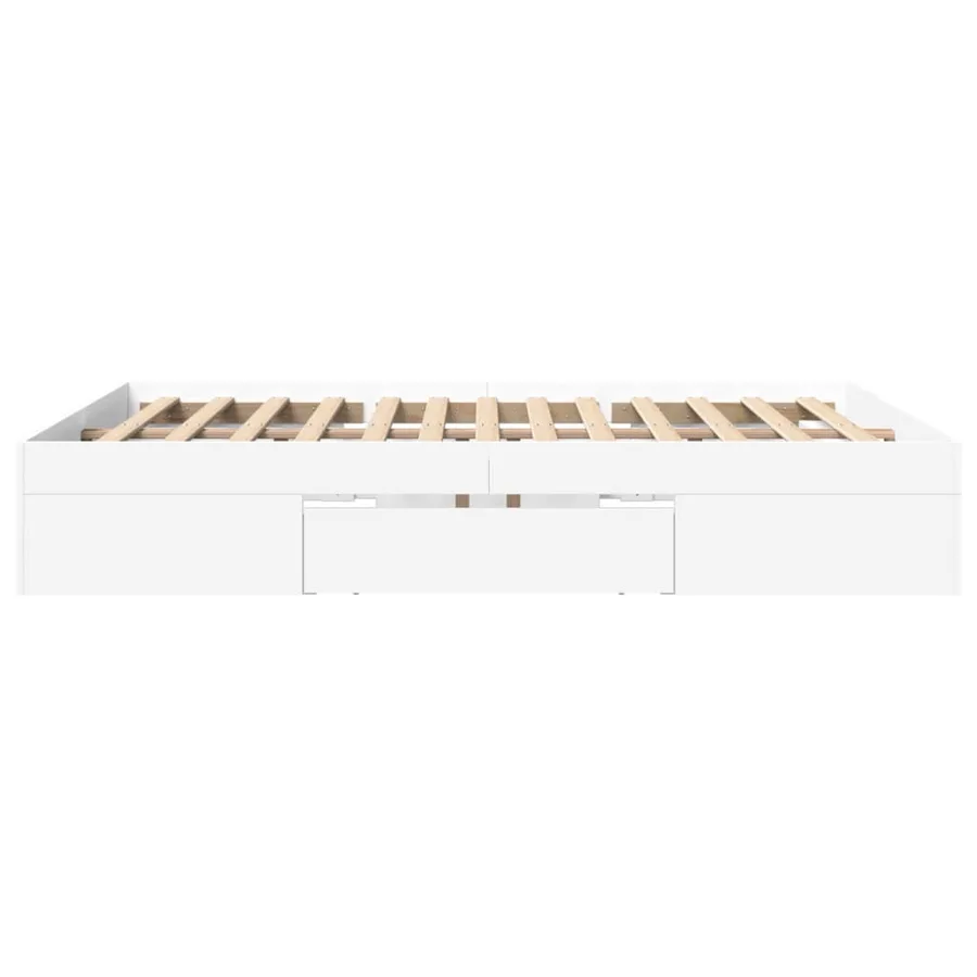 Cadre de lit sans matelas blanc 150x200 cm bois d'ingénierie - 6