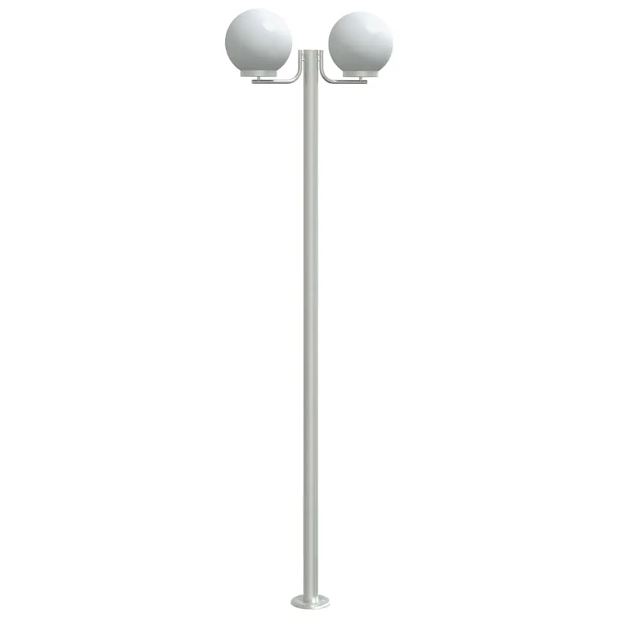 Lampadaires d'extérieur 3 pcs argenté 215 cm acier inoxydable - 4