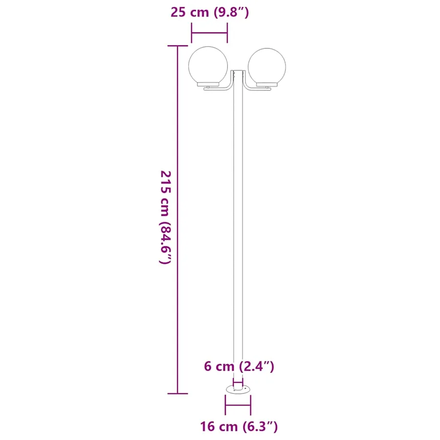 Lampadaires d'extérieur 3 pcs argenté 215 cm acier inoxydable - 7