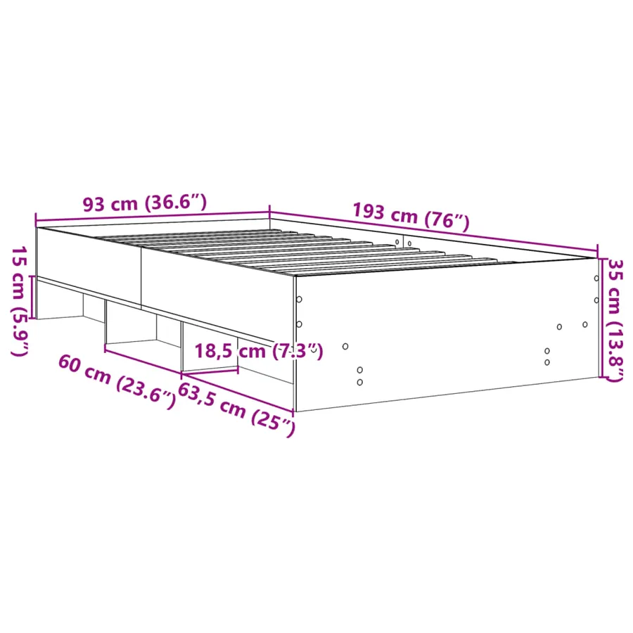 Cadre de lit sans matelas noir 90x190 cm bois ingénierie - 10