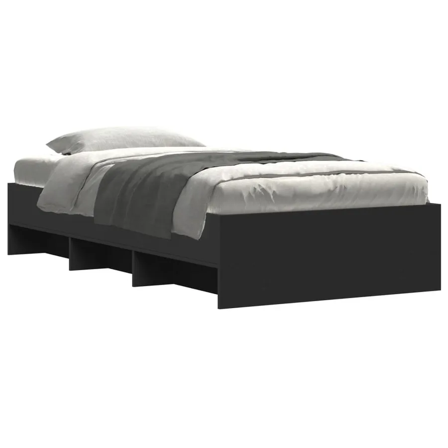 Cadre de lit sans matelas noir 90x190 cm bois ingénierie - 3