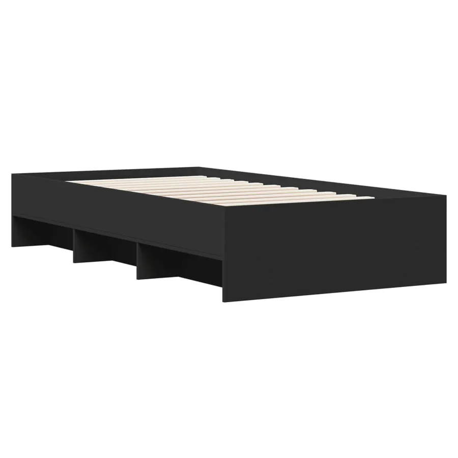 Cadre de lit sans matelas noir 90x190 cm bois ingénierie - 4